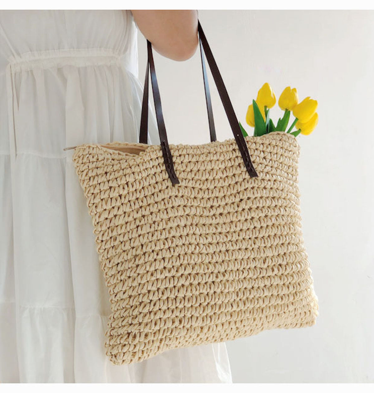 Women’s Everyday Large Straw Woven Summer Bag Tote Bag for Beach, Vacation & Summer Outfits