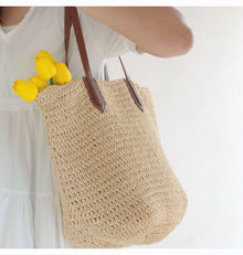 Women’s Retro Straw Woven Tote Bag for Beach, Vacation & Summer Outfits