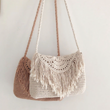 Women’s Crochet Cotton Handmade Bohemian Tassel Beach Bag Tote Bag for Boho Everyday Style & Gifts