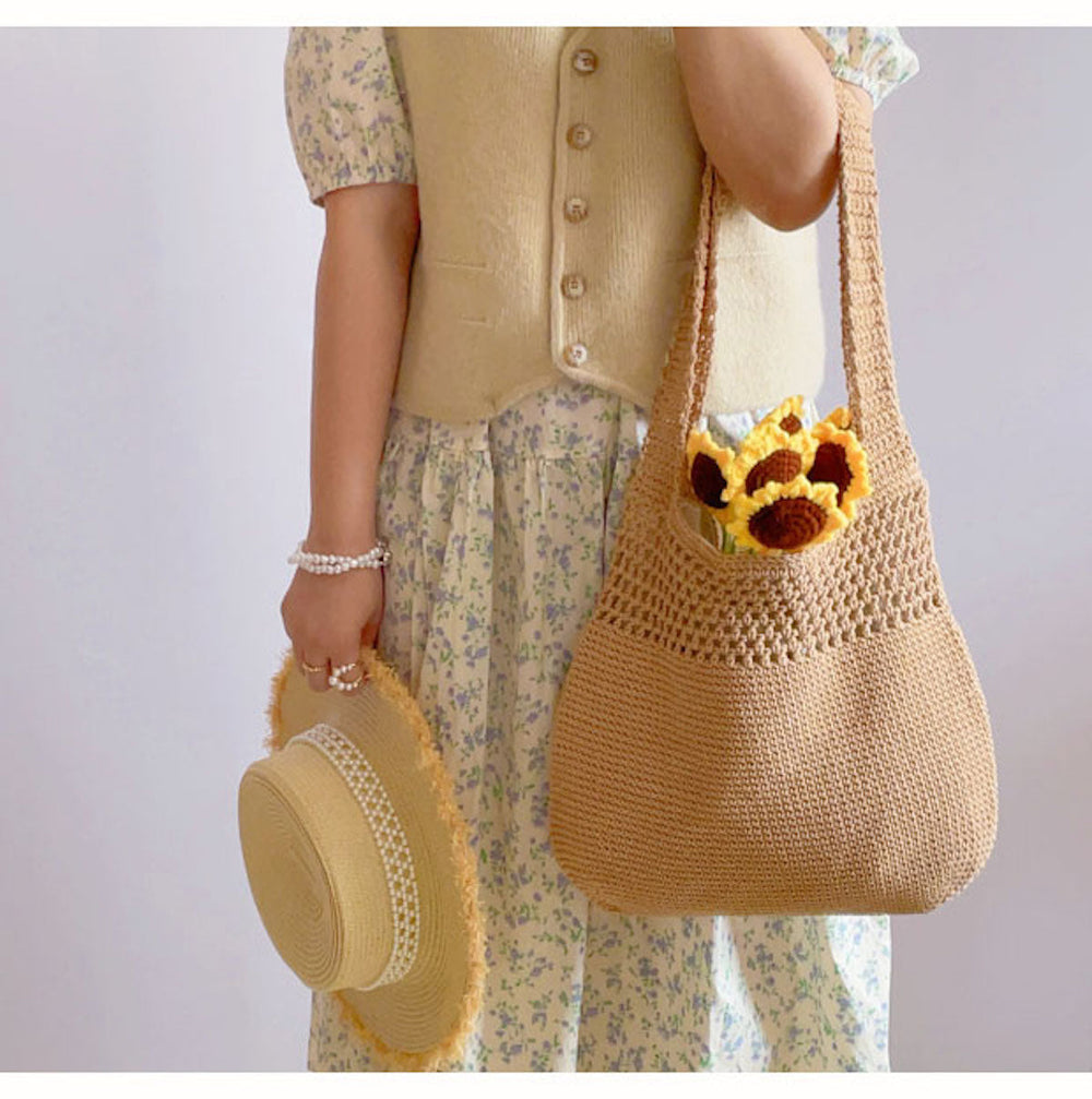 Damen Baumwoll-Häkeltasche Eimertasche für Boho-Alltagsstil & Geschenke