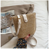 Women’s Crossbody Leather and Straw Bag for Beach, Vacation & Summer Outfits
