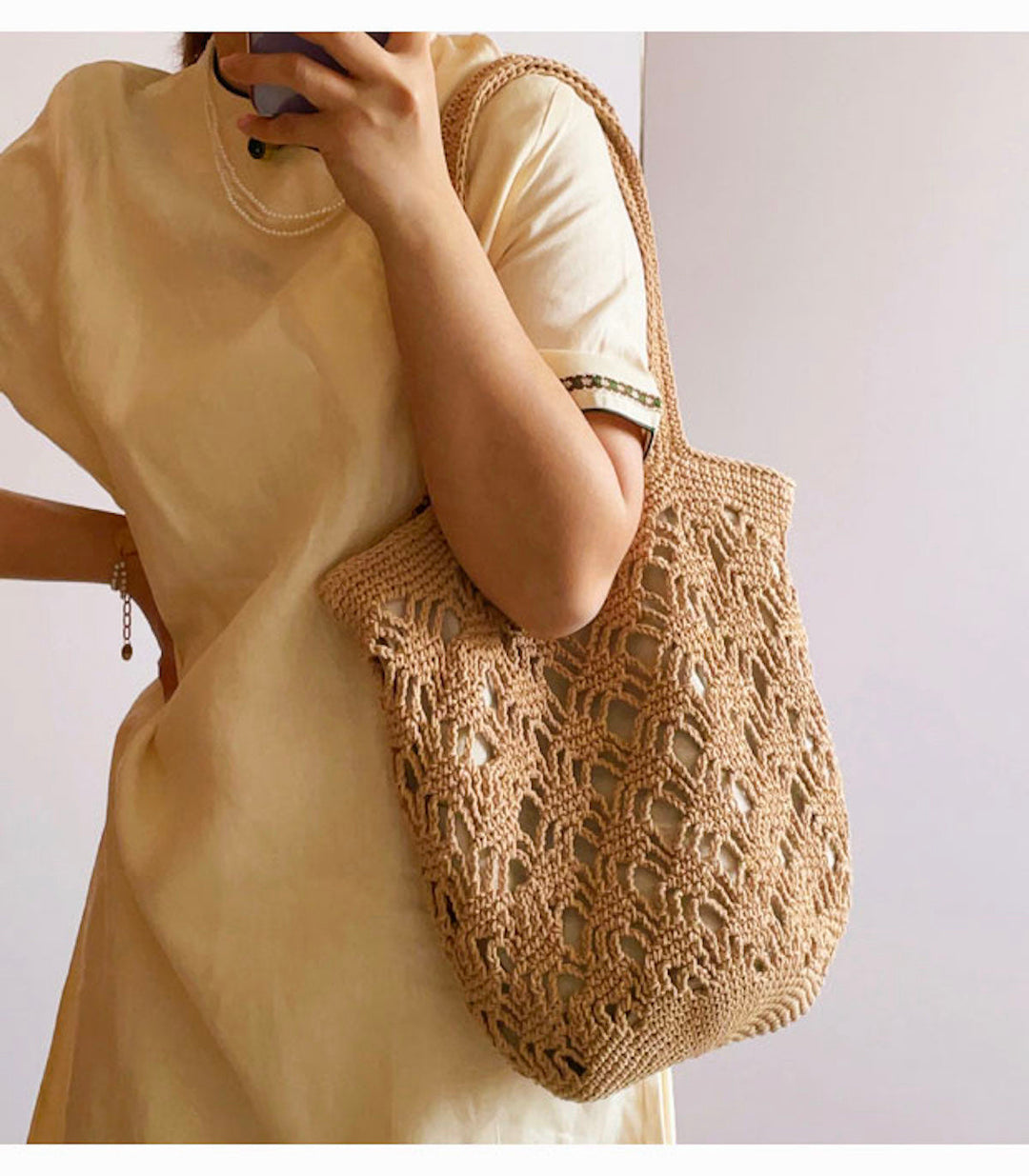 Women’s Cotton Crochet Bucket Bag for Boho Everyday Style & Gifts