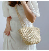 Women’s Simple Woven Straw Tote Bag for Beach, Vacation & Summer Outfits