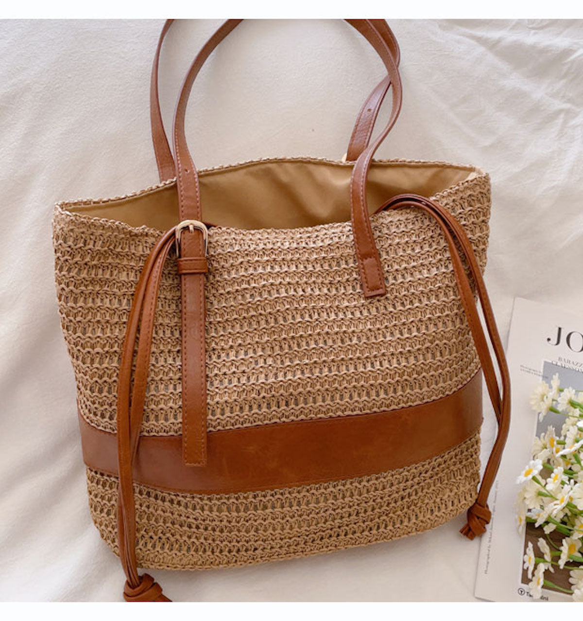 Women’s Straw Woven Tote Shoulder Bag for Beach, Vacation & Summer Outfits