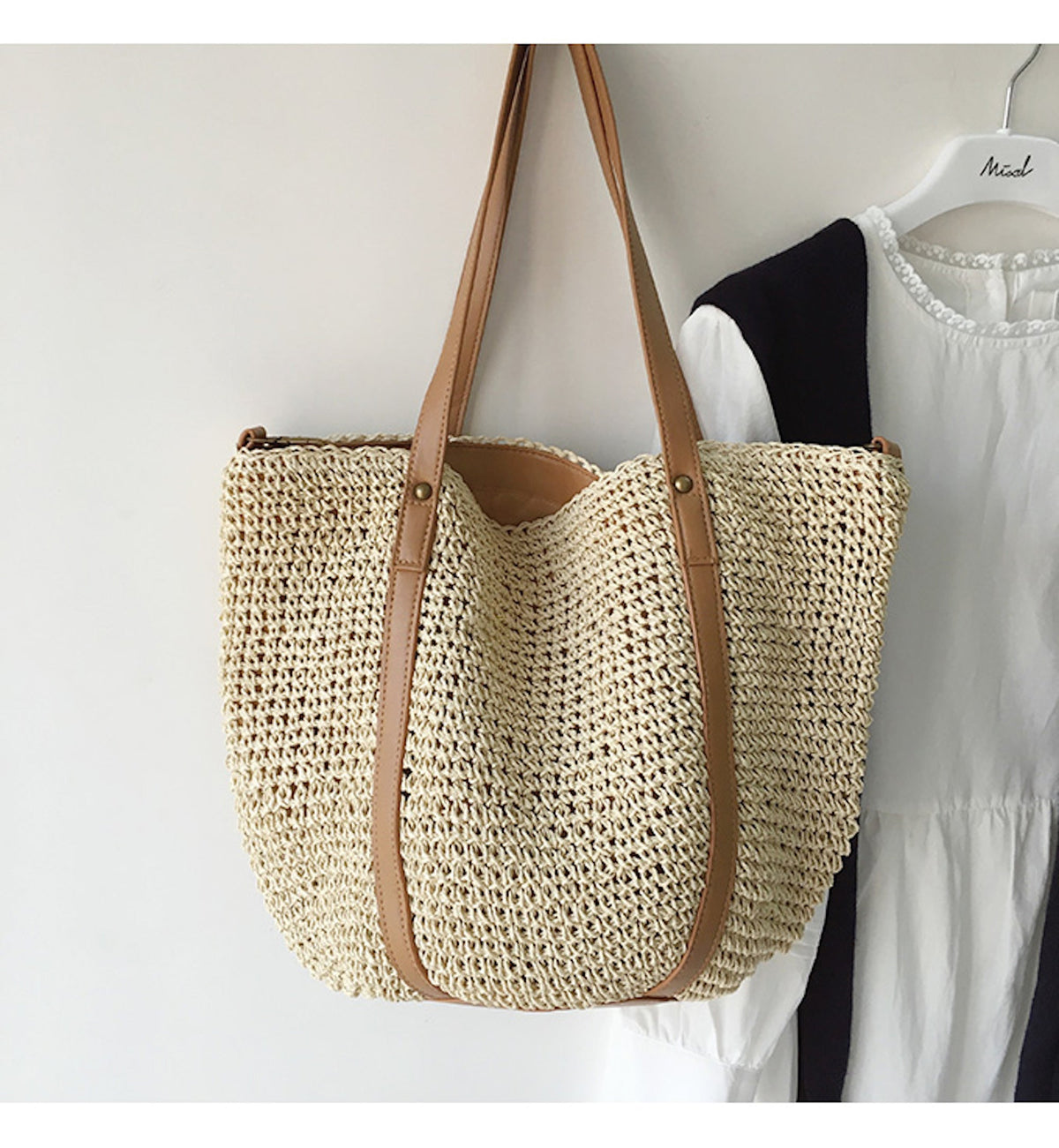 Women’s Large Straw Woven Tote Bag for Beach, Vacation & Summer Outfits