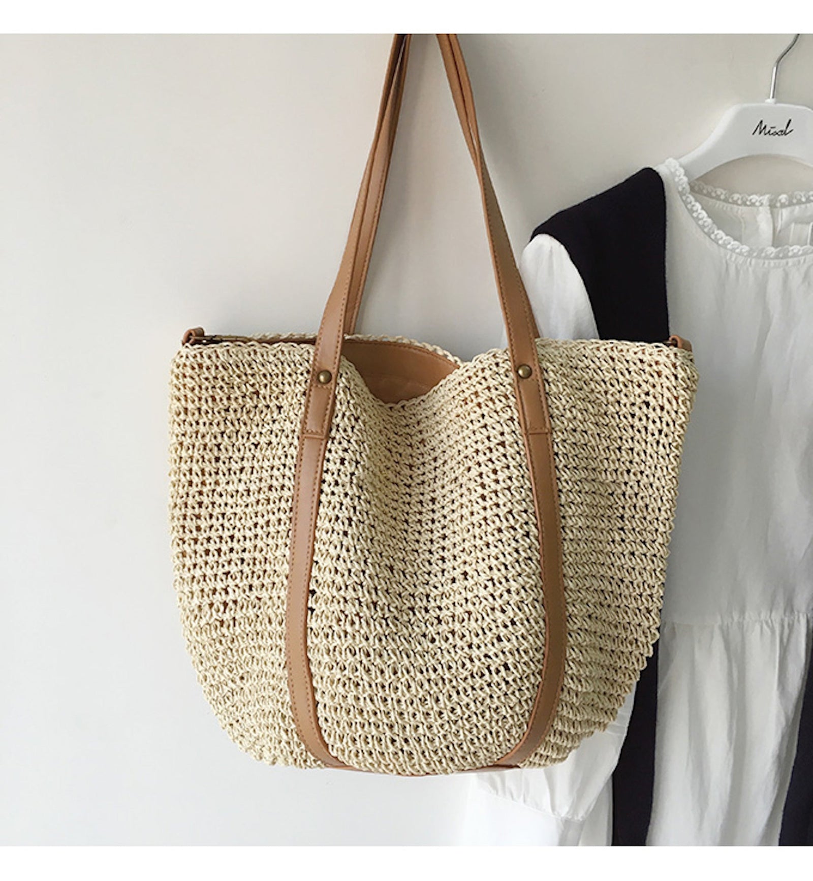 Women’s Large Straw Woven Tote Bag for Beach, Vacation & Summer Outfits