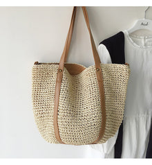 Women’s Large Straw Woven Tote Bag for Beach, Vacation & Summer Outfits
