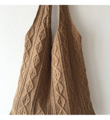 Women’s Retro Artsy Twist Cotton Knitted Shoulder Bag for Boho Everyday Style & Gifts