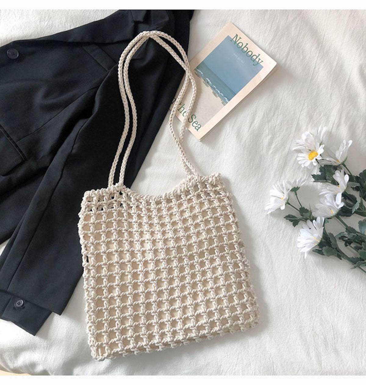 Women’s Lightweight Cotton Knitted Shoulder Bag Messenger Bag for Boho Everyday Style & Gifts
