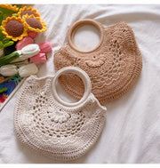 Women’s Crochet Cotton Handmade Top Handle Shoulder Bag for Boho Everyday Style & Gifts
