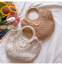 Women’s Crochet Cotton Handmade Top Handle Shoulder Bag for Boho Everyday Style & Gifts