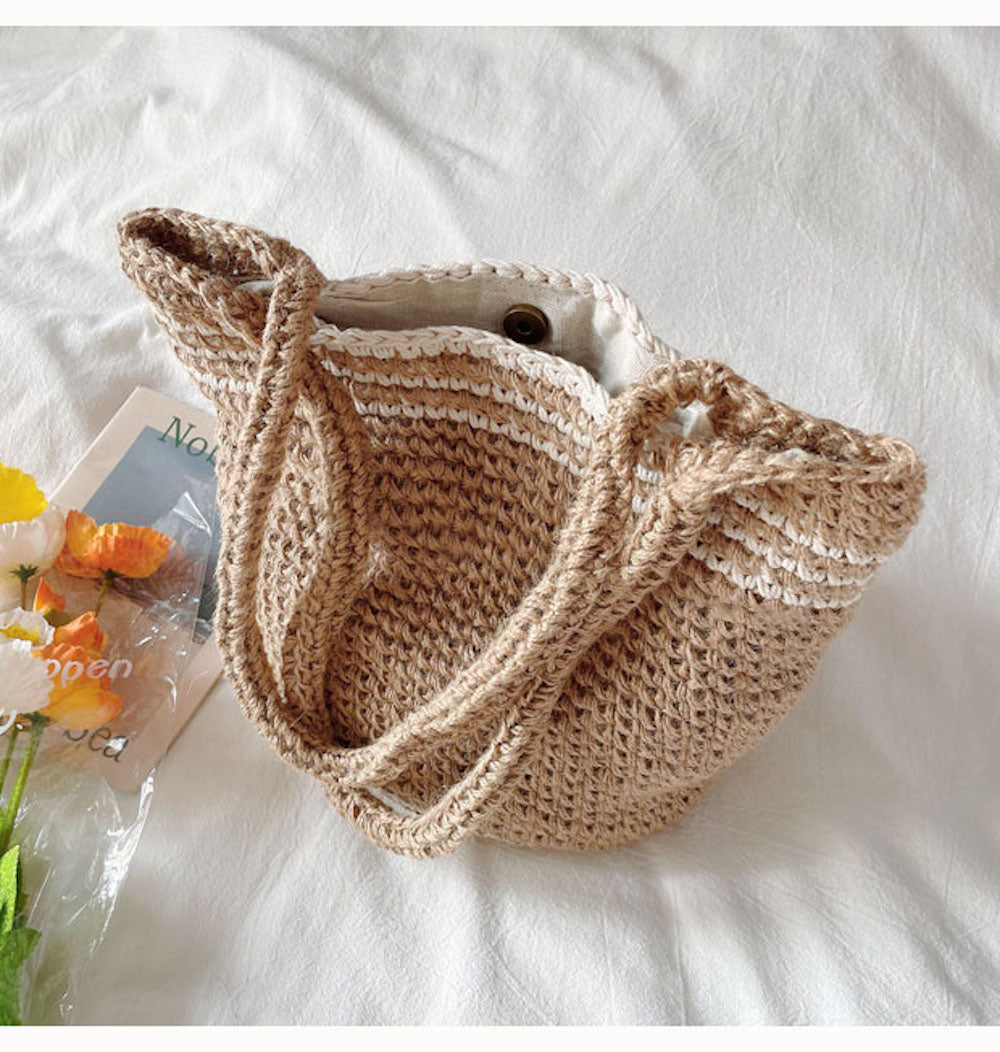 Women’s Crochet Cotton Twine Knitted Shoulder Bag Tote Bag for Boho Everyday Style & Gifts