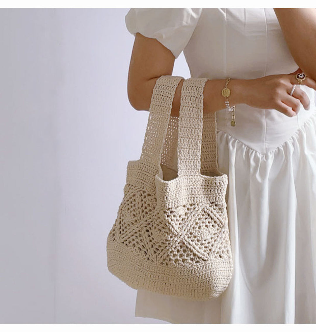 Women’s Minimalistic Cotton Bucket Shoulder Bag for Boho Everyday Style & Gifts