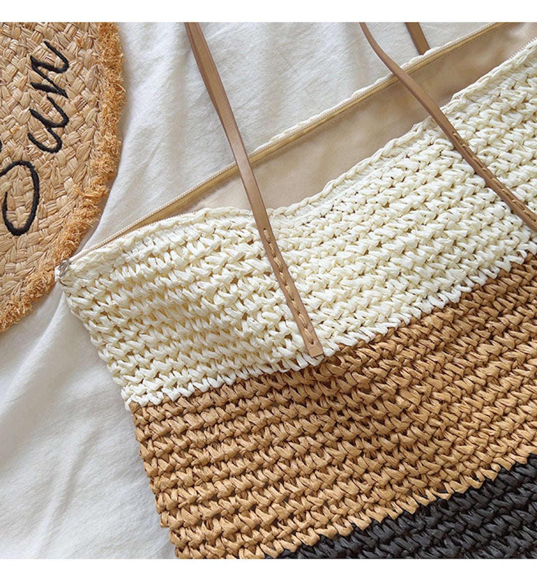 Women’s Large Straw Woven Summer Tote for Beach, Vacation & Summer Outfits