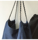 Women’s Retro Chain Strap Denim Tote for Everyday Outfits & Gifts