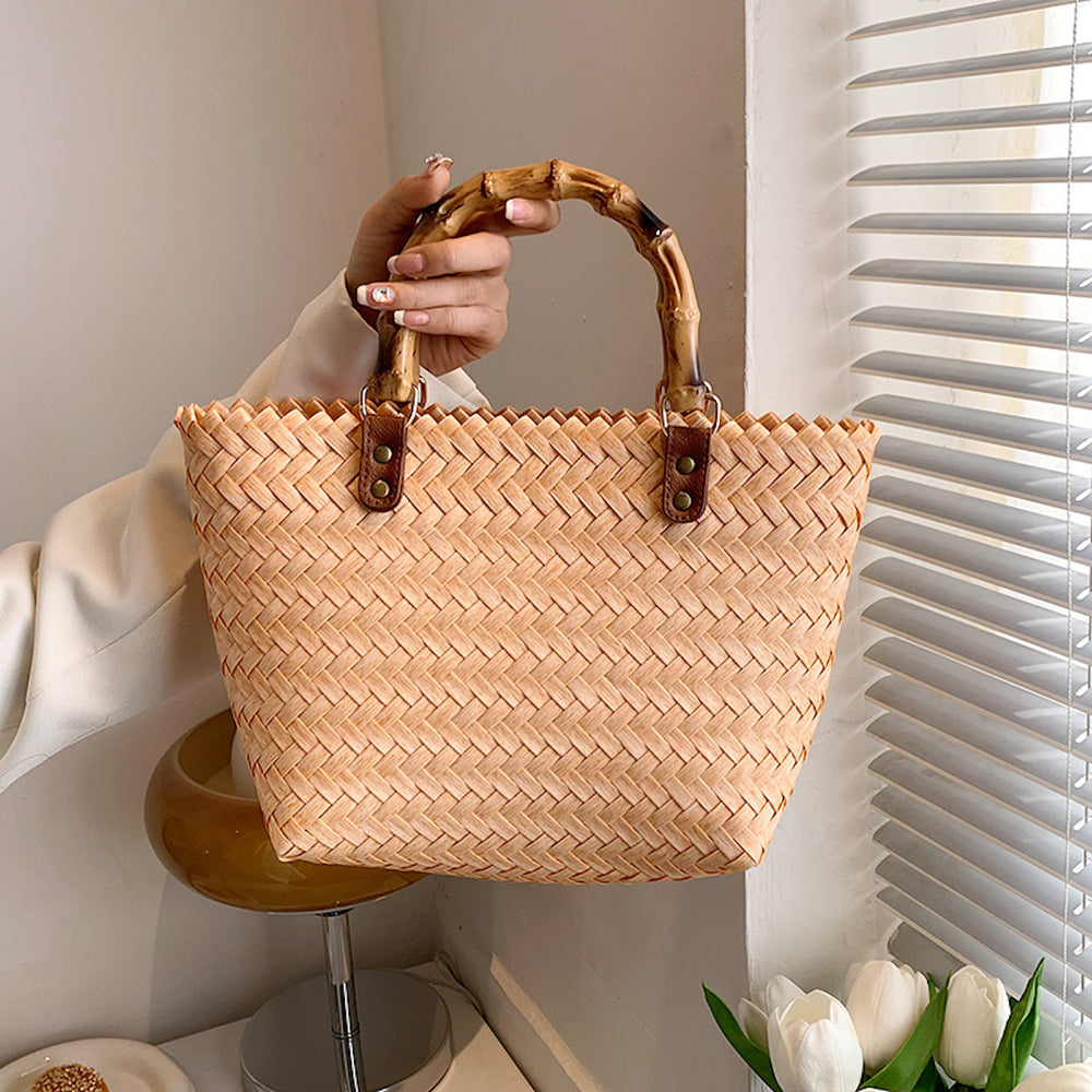 Damen Stroh Handgemachte Sommer Strandkorb Tote für Strand, Urlaub & Sommer Outfits