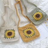 Women’s Handmade Crochet Sunflower Purse Crossbody Bag for Boho Everyday Style & Gifts