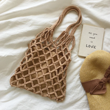 Women’s Crochet Bag with Fishnet Design Top Handle Bag for Boho Everyday Style & Gifts