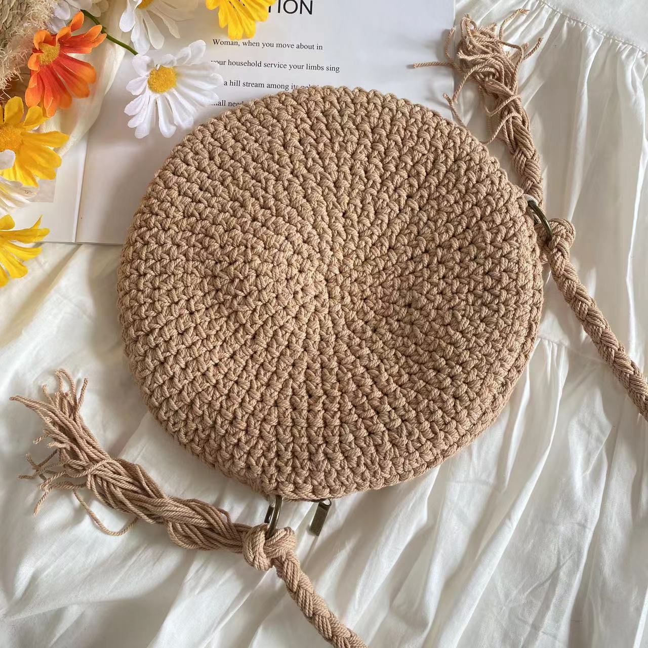 Women’s Crochet Smiley Face Round Bag Purse for Boho Everyday Style & Gifts