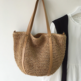 Women’s Large Straw Woven Tote Bag for Beach, Vacation & Summer Outfits