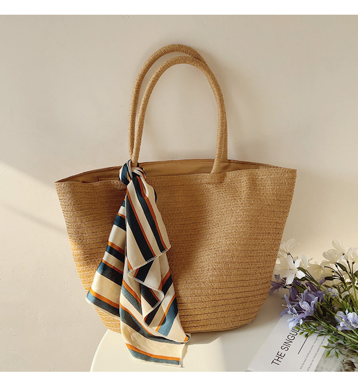 Women’s Modern Style Straw Woven Tote Bag for Beach, Vacation & Summer Outfits