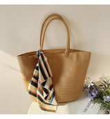 Women’s Modern Style Straw Woven Tote Bag for Beach, Vacation & Summer Outfits
