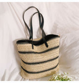 Women’s Large Straw Striped Summer Tote for Beach, Vacation & Summer Outfits