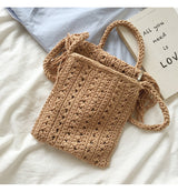Women’s Crochet Cotton Small Boho Beach Bag with Tassels Tote Bag for Boho Everyday Style & Gifts