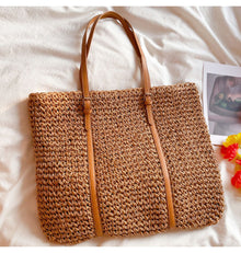 Schicke große geflochtene Strohtasche für Damen – Strandtasche für Strand, Urlaub & Sommeroutfits