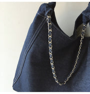Women’s Retro Chain Strap Denim Tote for Everyday Outfits & Gifts