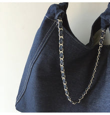 Women’s Retro Chain Strap Denim Tote for Everyday Outfits & Gifts