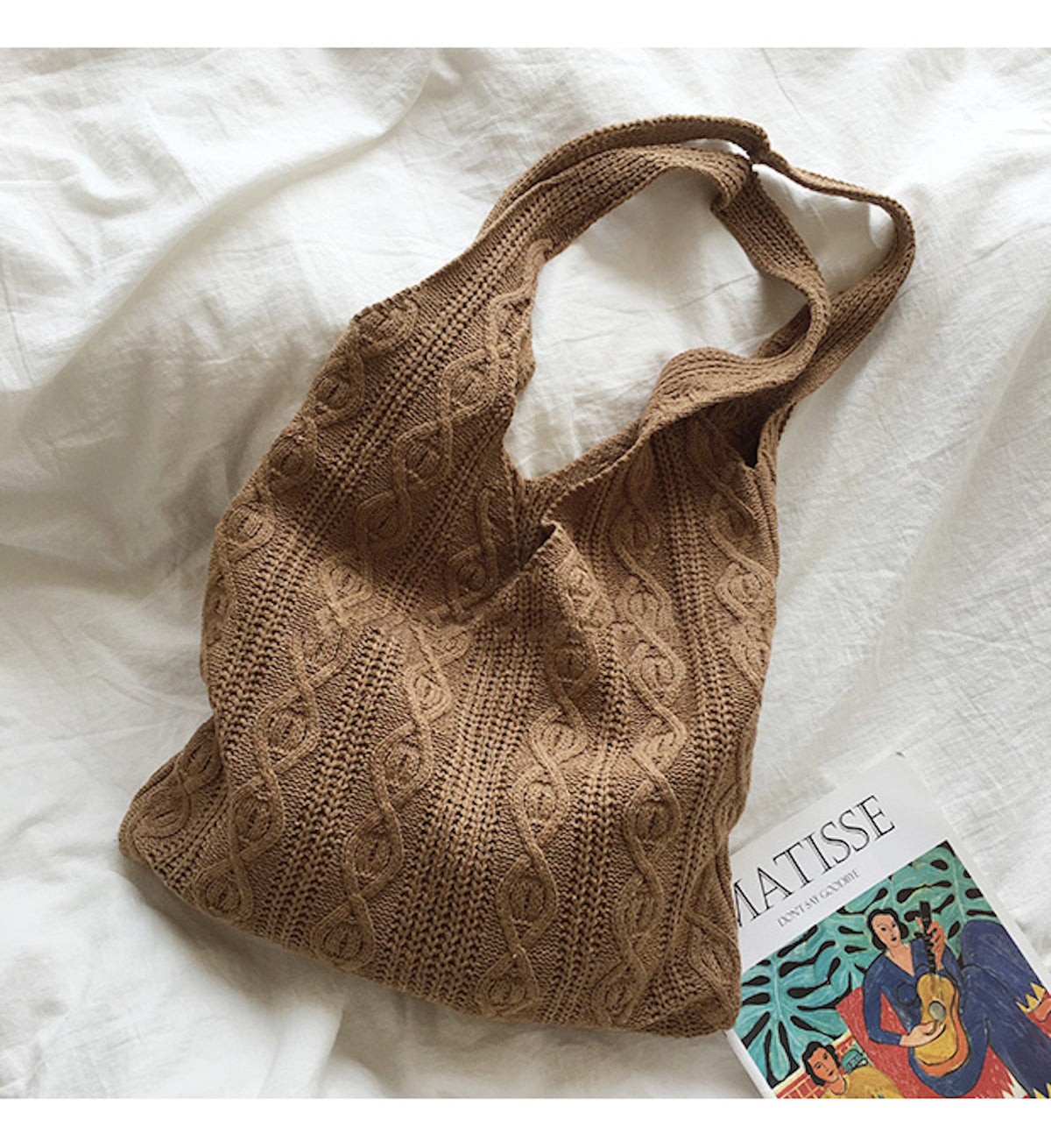 Women’s Retro Artsy Twist Cotton Knitted Shoulder Bag for Boho Everyday Style & Gifts