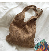 Women’s Retro Artsy Twist Cotton Knitted Shoulder Bag for Boho Everyday Style & Gifts