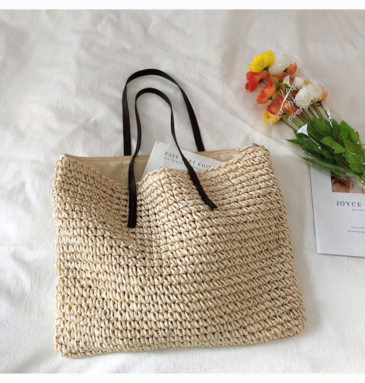 Women’s Everyday Large Straw Woven Summer Bag Tote Bag for Beach, Vacation & Summer Outfits