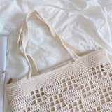 Women’s Crochet Cotton Retro Patterned Tote Bag for Boho Everyday Style & Gifts