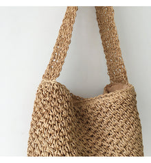 Women’s Straw Shoulder Bucket Bag for Beach, Vacation & Summer Outfits