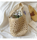 Women’s Patterned Straw Shoulder Bucket Bag for Beach, Vacation & Summer Outfits