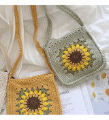 Women’s Handmade Crochet Sunflower Purse Crossbody Bag for Boho Everyday Style & Gifts