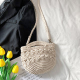 Women’s Retro Crochet Crossbody Bucket Bag for Boho Everyday Style & Gifts