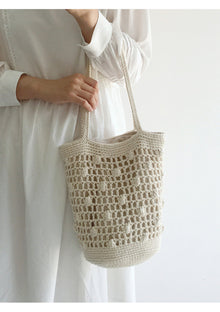 Women’s Crochet Cotton Bucket Shoulder Bag for Boho Everyday Style & Gifts