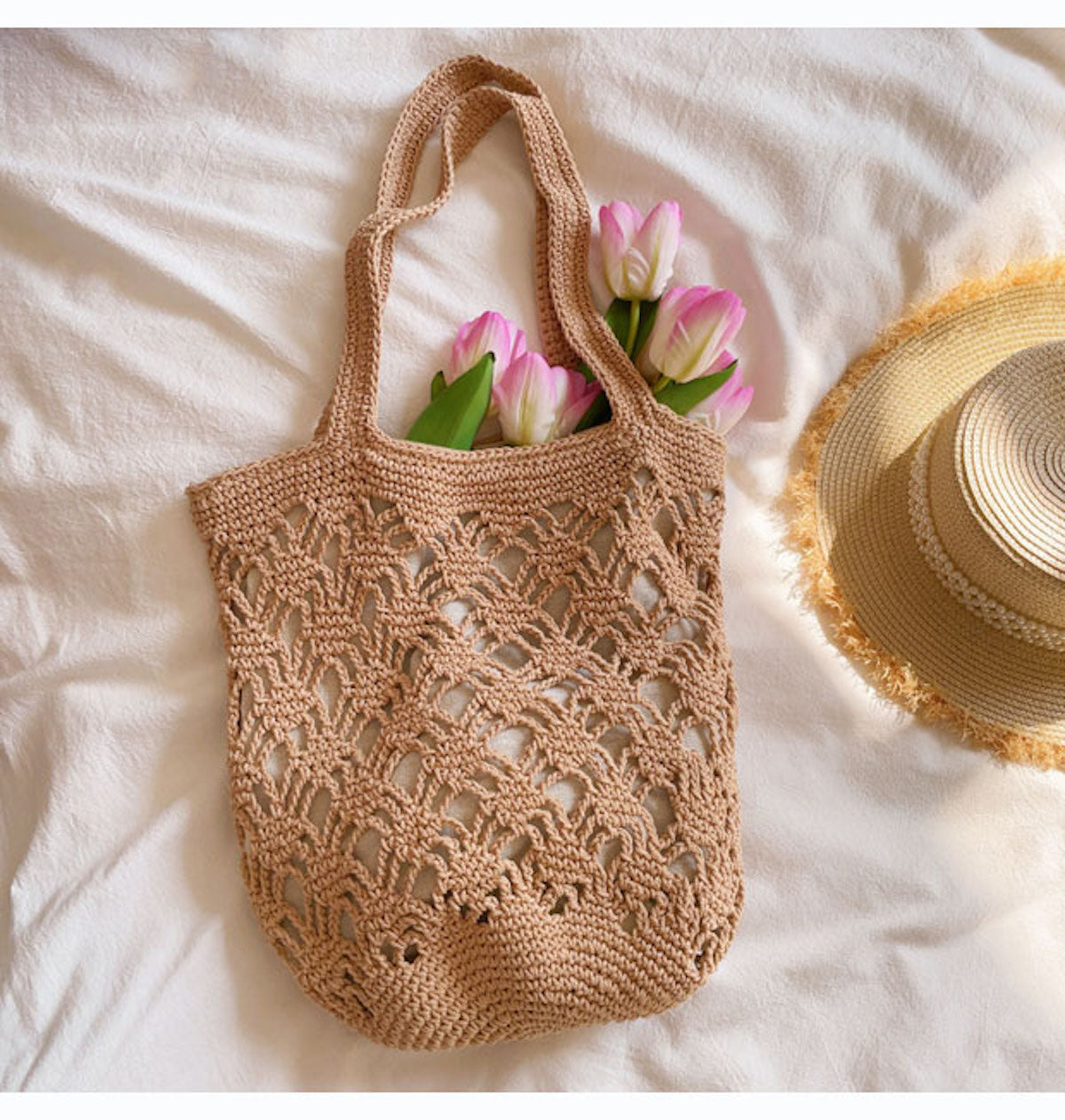 Women’s Cotton Crochet Bucket Bag for Boho Everyday Style & Gifts