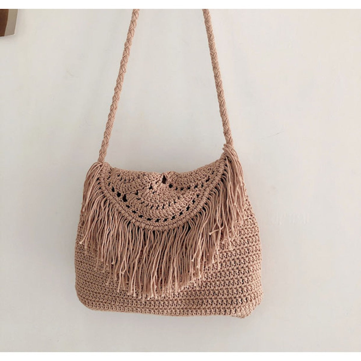Women’s Crochet Cotton Handmade Bohemian Tassel Beach Bag Tote Bag for Boho Everyday Style & Gifts