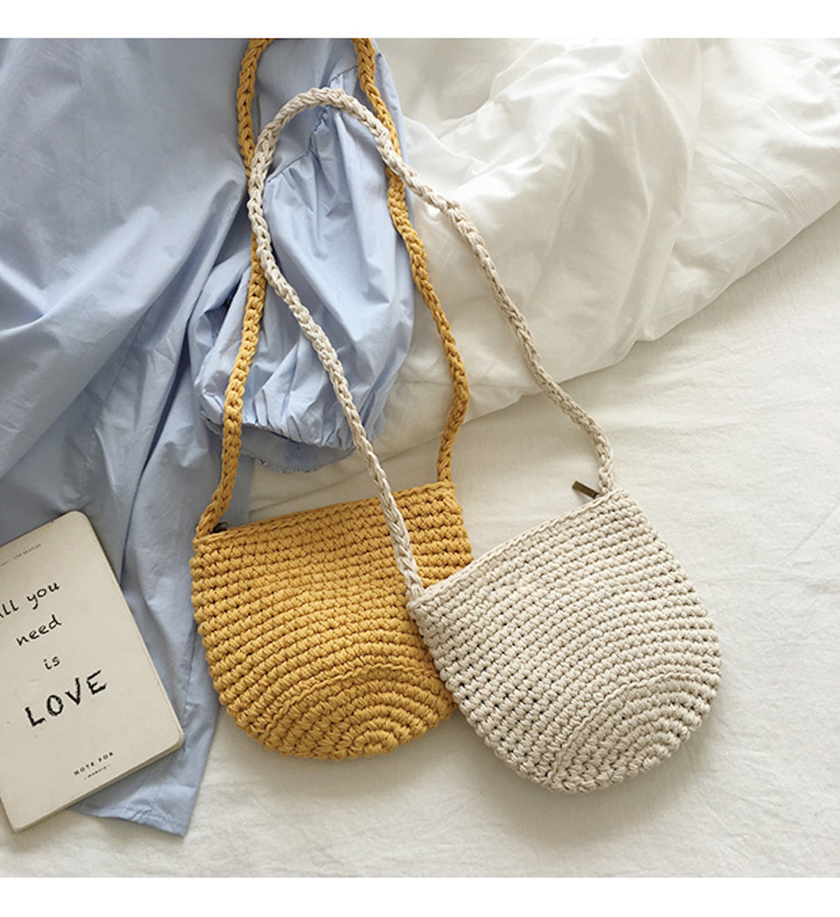 Women’s Small Cotton Knitted Shoulder Bag Purse for Boho Everyday Style & Gifts
