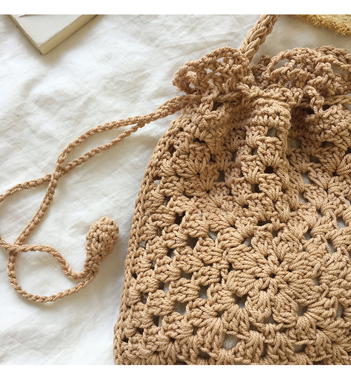 Women’s Retro Cotton Knitted Shoulder Bucket Bag Crossbody Bag for Boho Everyday Style & Gifts