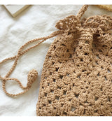 Women’s Retro Cotton Knitted Shoulder Bucket Bag Crossbody Bag for Boho Everyday Style & Gifts