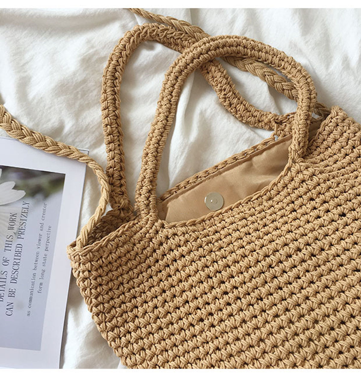 Women’s Large Crochet Cotton Bucket Bag for Boho Everyday Style & Gifts