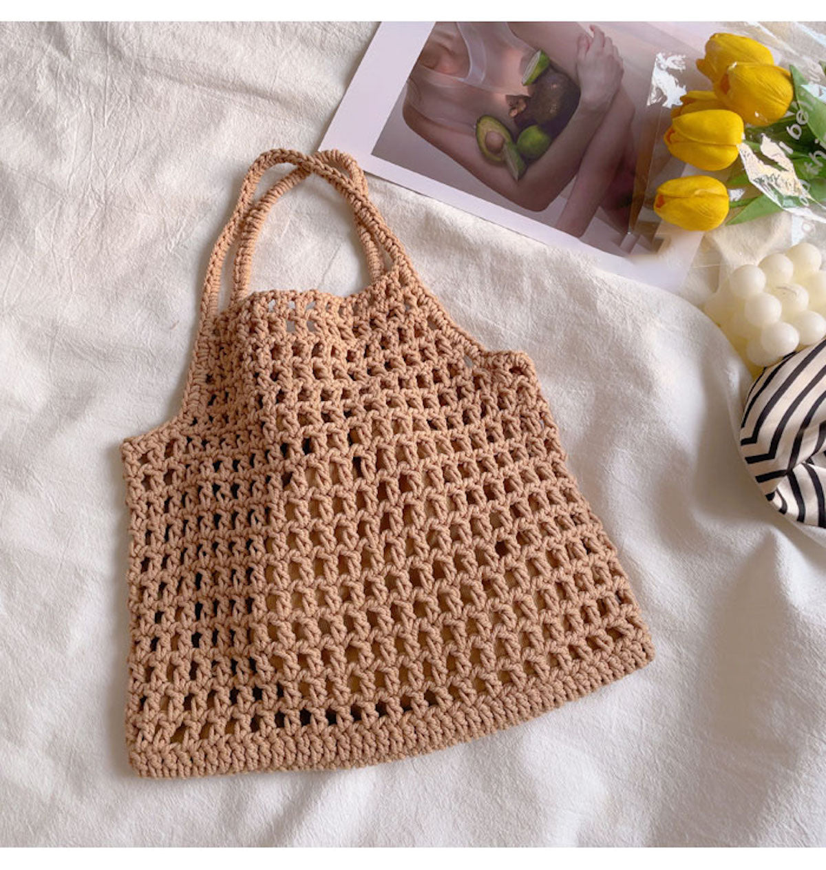 Women’s Retro Cotton Knitted Fishnet Bag Shoulder Bag for Boho Everyday Style & Gifts