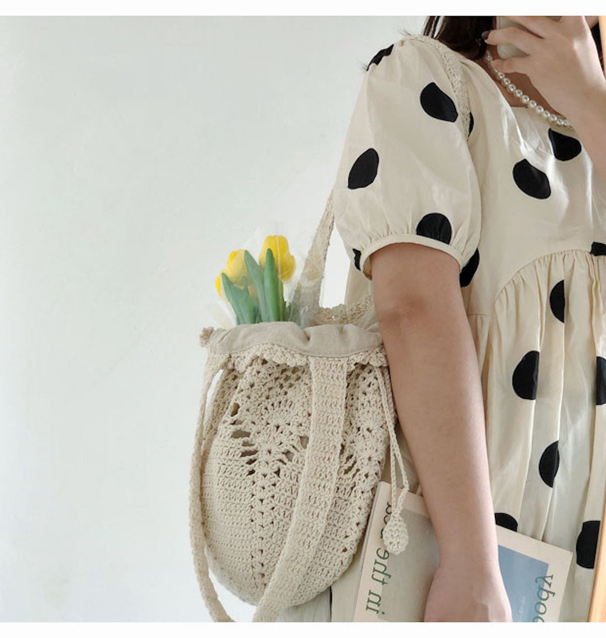 Women’s Crochet Cotton Floral Knitted Bucket Bag Crossbody Bag for Boho Everyday Style & Gifts