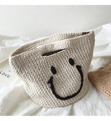 Women’s Cotton Knitted Smiley Face Bag Purse for Boho Everyday Style & Gifts