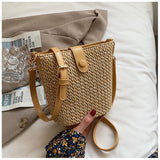 Women’s Crossbody Leather and Straw Bag for Beach, Vacation & Summer Outfits